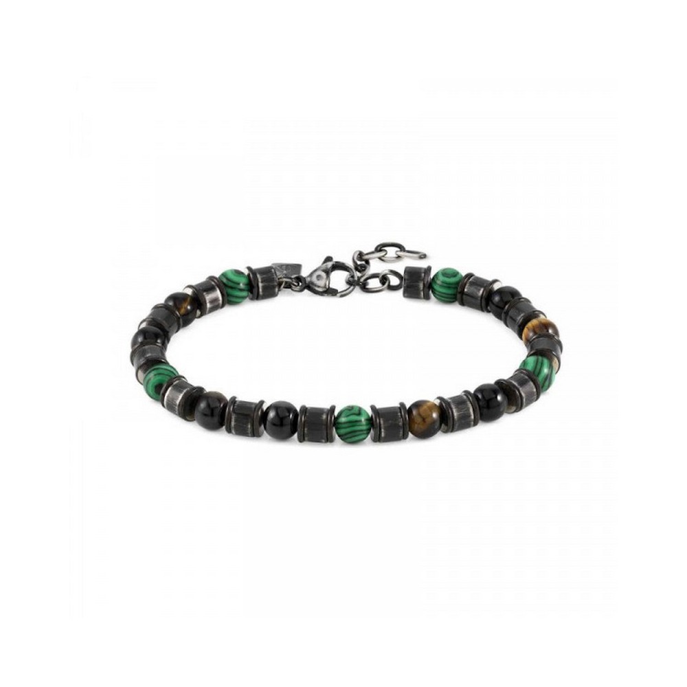 1 - Bracciale uomo acciaio brunito con sfere multicolor Nomination Instinct Stone 027922/061