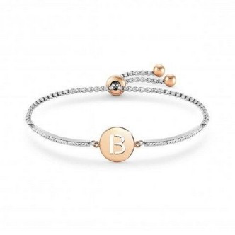 1 - Bracciale donna iniziale lettera B acciaio e cristalli, Nomination Milleluci 028007/002