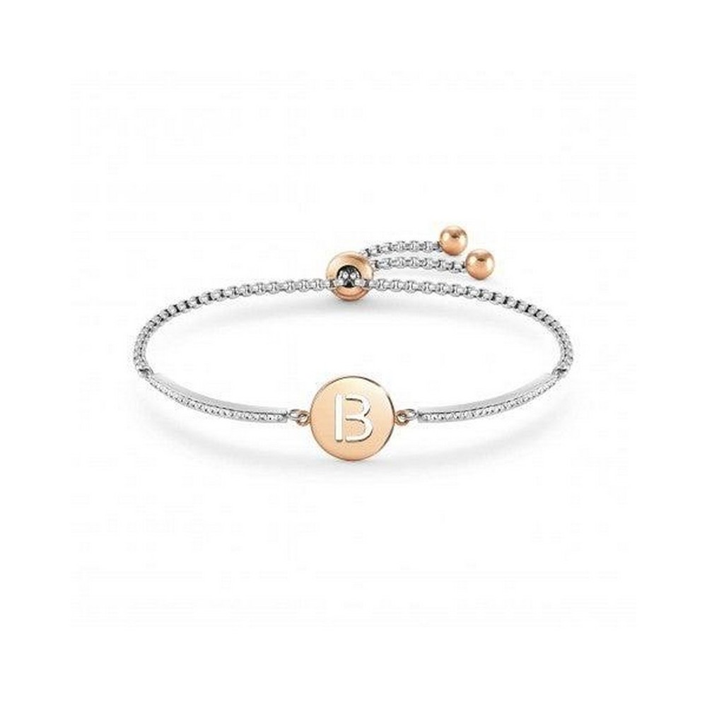 1 - Bracciale donna iniziale lettera B acciaio e cristalli, Nomination Milleluci 028007/002