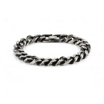 1 - Man bracelet with braided chain in burnished steel and black zircons Nomination Beyond 028911/036