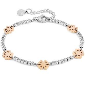 1 - Rose Four-leaf clover woman bracelet in steel Nomination Motifs 029000/002