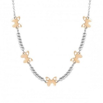 1 - Pink butterfly woman necklace, Nomination Motifs steel 029001/041