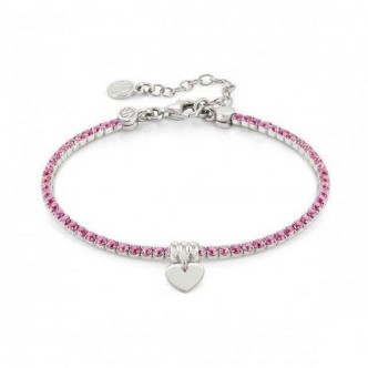 1 - Bracciale tennis donna cuore argento 925 e zirconi rosa Nomination Chic&Charm 148611/026