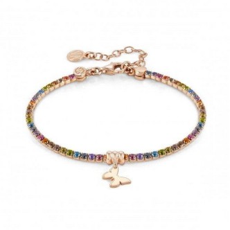 1 - Bracciale tennis donna farfalla argento 925 rosato e zirconi multicolor Nomination Chic&Charm 148612/037