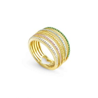 1 - Anello a fascia donna Argento 925 dorato e zirconi multicolor misura 15 Nomination Lovelight 149702/024/006