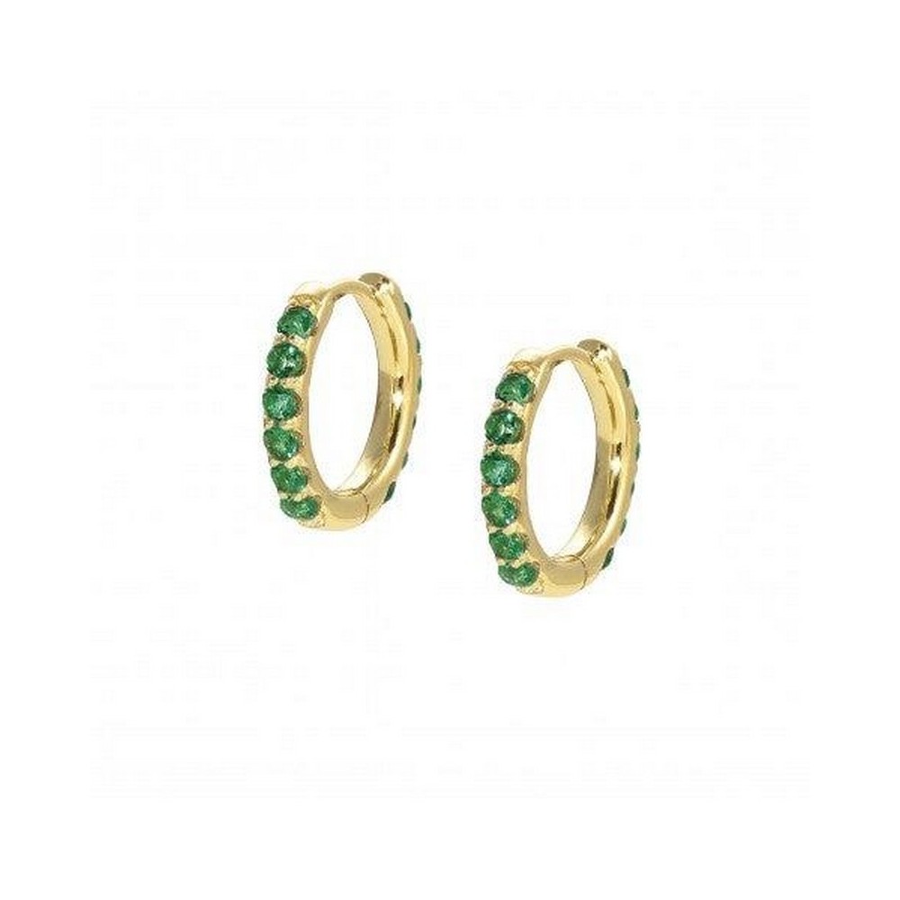 1 - Woman hoop earrings 925 golden silver and green zircons Nomination Lovelight 149709/016