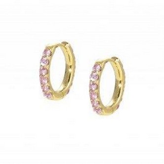 1 - Orecchini a cerchietto donna Argento 925 dorato e zirconi rosa Nomination Lovelight 149709/018