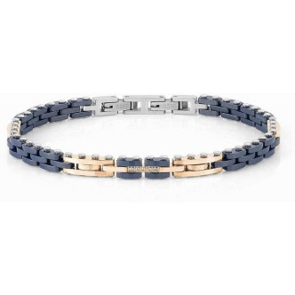 1 - Blue and rosé pvd steel man bracelet with zircons Nomination Strong 028302/005