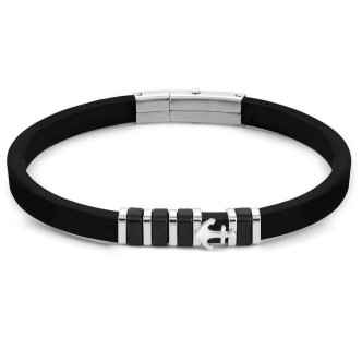 1 - Men's bracelet anchor black rubber and steel Nomination City 028802/002