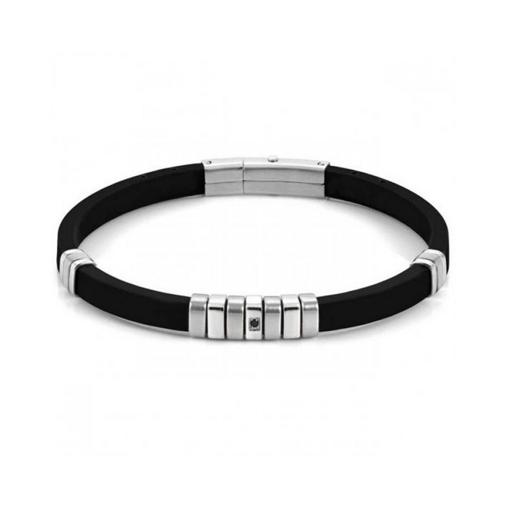 1 - Men's bracelet black rubber steel and black zircon Nomination City 028805/001