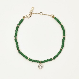 1 - Bracciale donna fiore giada verde Argento 925 dorato e zirconi Mabina 533563