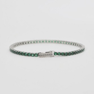 1 - Bracciale tennis uomo verde Argento 925 brunito e zirconi Mabina 533579-S