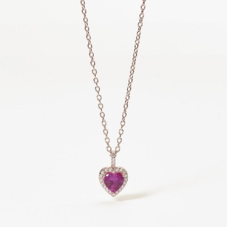 1 - Woman purple heart necklace 925 rosé silver and zircons Mabina 553451