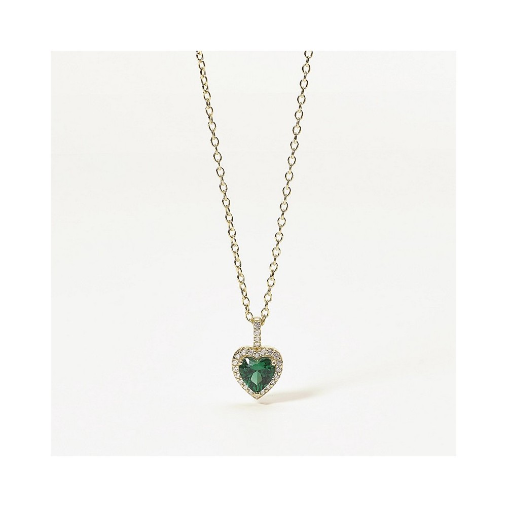 1 - Woman green heart necklace 925 golden silver and zircons Mabina 553452