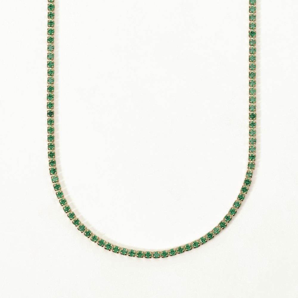 1 - Woman green tennis necklace 925 golden silver and zircons Mabina 553471