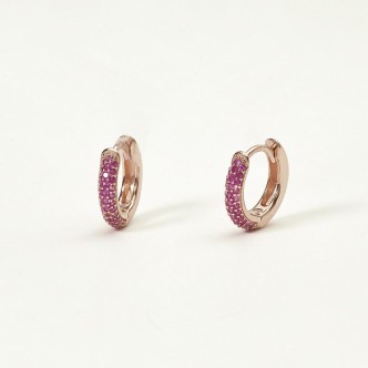 1 - Mabina 563519 woman hoop earrings 925 silver rosé with pink zircons