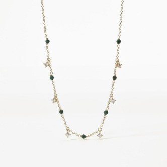 1 - Woman Necklace Silver 925 golden Mabina 553459 with zircons and malachite