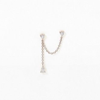 1 - Woman mono earring with light points chain Silver 925 rosè Mabina 563496 with zircons