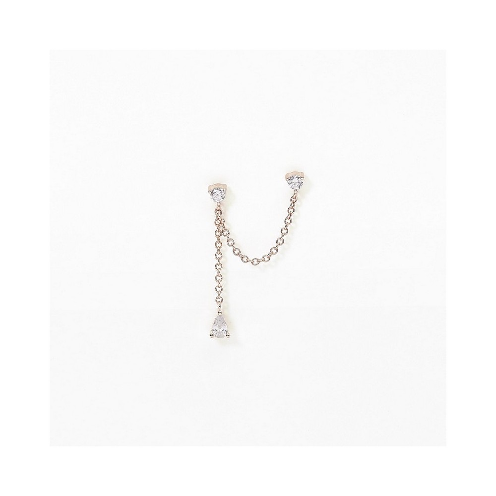 1 - Woman mono earring with light points chain Silver 925 rosè Mabina 563496 with zircons