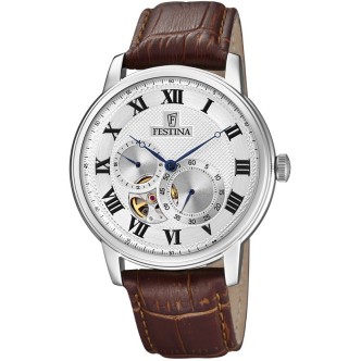 1 - Festina watch Automatic analogue man leather strap model F6858 / 1.