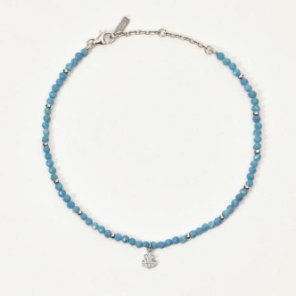 1 - Anklet woman anchor Silver 925 Mabina 533567 turquoise and zircons