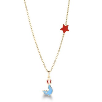 1 - Le Bebè seal and star baby necklace Circo collection Yellow gold PMG161