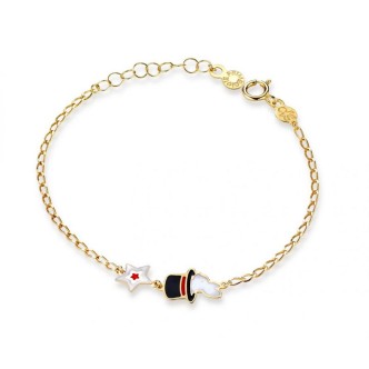 1 - Bracciale bimbo coniglietto e stella Le Bebé collezione Circo Oro giallo PMG164