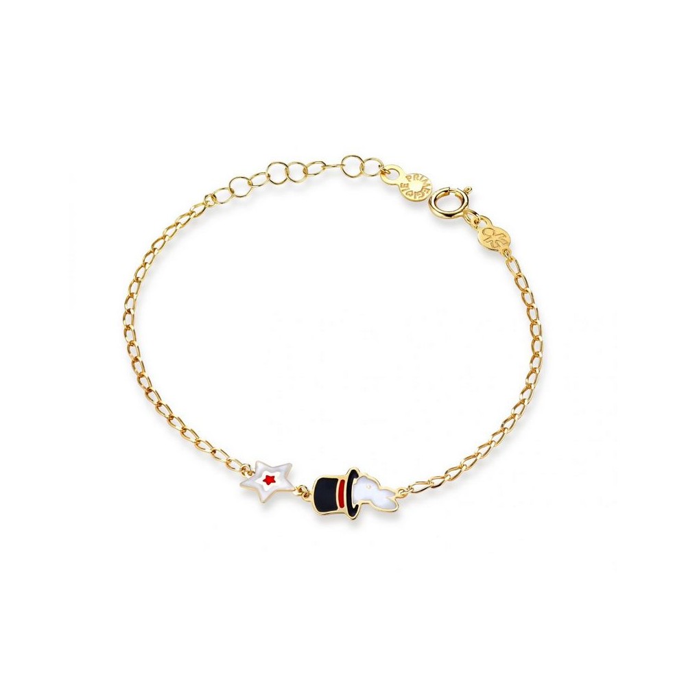 1 - Bracciale bimbo coniglietto e stella Le Bebé collezione Circo Oro giallo PMG164