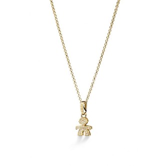 1 - Bimbo Le Bebé Pavé mini woman necklace Yellow gold and diamonds LBB253