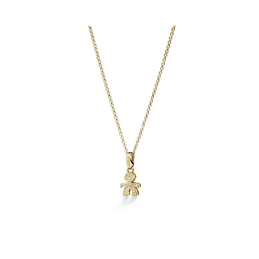 1 - Bimbo Le Bebé Pavé mini woman necklace Yellow gold and diamonds LBB253