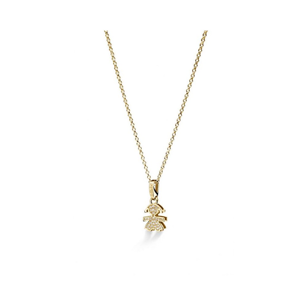 1 - Bimba Le Bebé Pavé mini woman necklace Yellow gold and diamonds LBB254