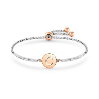 1 - Bracciale donna iniziale lettera C acciaio e cristalli, Nomination Milleluci 028007/003