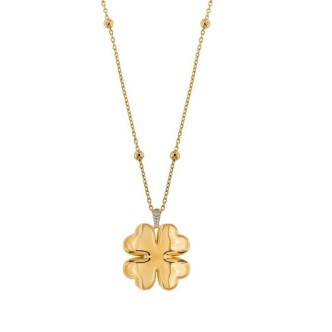 1 - Four-leaf clover necklace Rue des Mille woman Silver 925 gilded Electroformed - Go big CL-GB 01 B AU