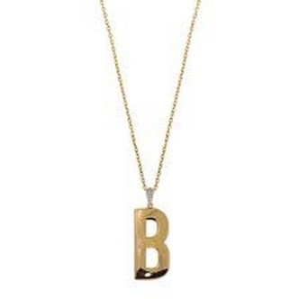 1 - Collana lettera B Rue des Mille donna Argento 925 dorato Elettroformato - Go big CL-GB 01 B AU