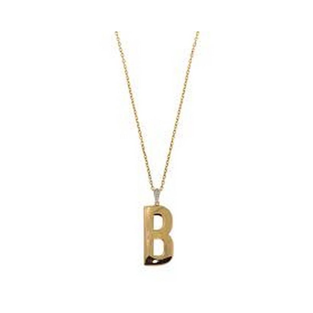 1 - Collana lettera B Rue des Mille donna Argento 925 dorato Elettroformato - Go big CL-GB 01 B AU