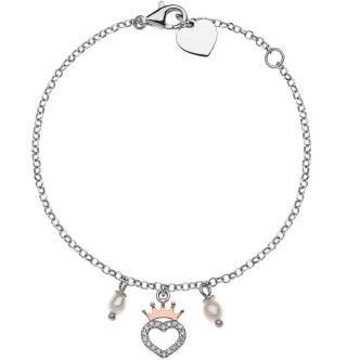 1 - Bracciale bimba Disney Princess cuore perle Argento 925 e zirconi BS00009TPZL-55