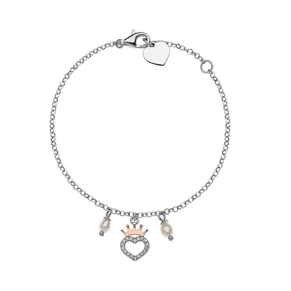 1 - Bracciale bimba Disney Princess cuore perle Argento 925 e zirconi BS00009TPZL-55