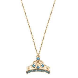 1 - Collana bimba Disney Princess corona Argento 925 dorato e zirconi azzurri N903217YZBL-18