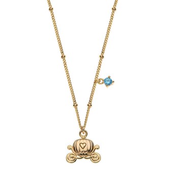 1 - Disney Princess carriage girl necklace 925 silver gold and blue zircon N903223YZBL-18