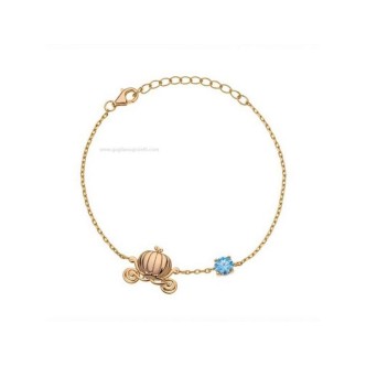 1 - Bracciale bimba Disney Princess carrozza Argento 925 dorato e zircone azzurro BS00040YZBL-55