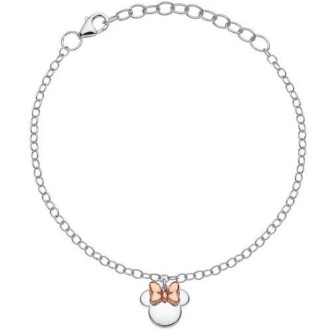 1 - Disney Mickey Mouse Minnie Mouse Pink Bow Bracelet 925 Sterling Silver BS00034TL-55