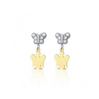 1 - Baby angel earrings Roberto Giannotti 9Kt Yellow Gold with zircons NKT337 Gardens of the Angels