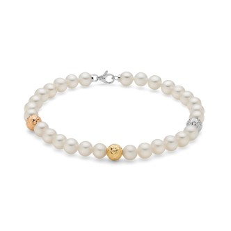 1 - Miluna White Gold woman bracelet with white and faceted pearls PBR2838V