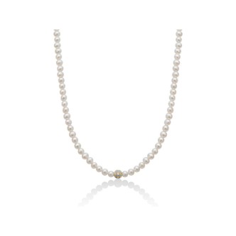 1 - Collana donna Miluna Oro 18Kt con perle bianche e boulè puntinate PCL5904V