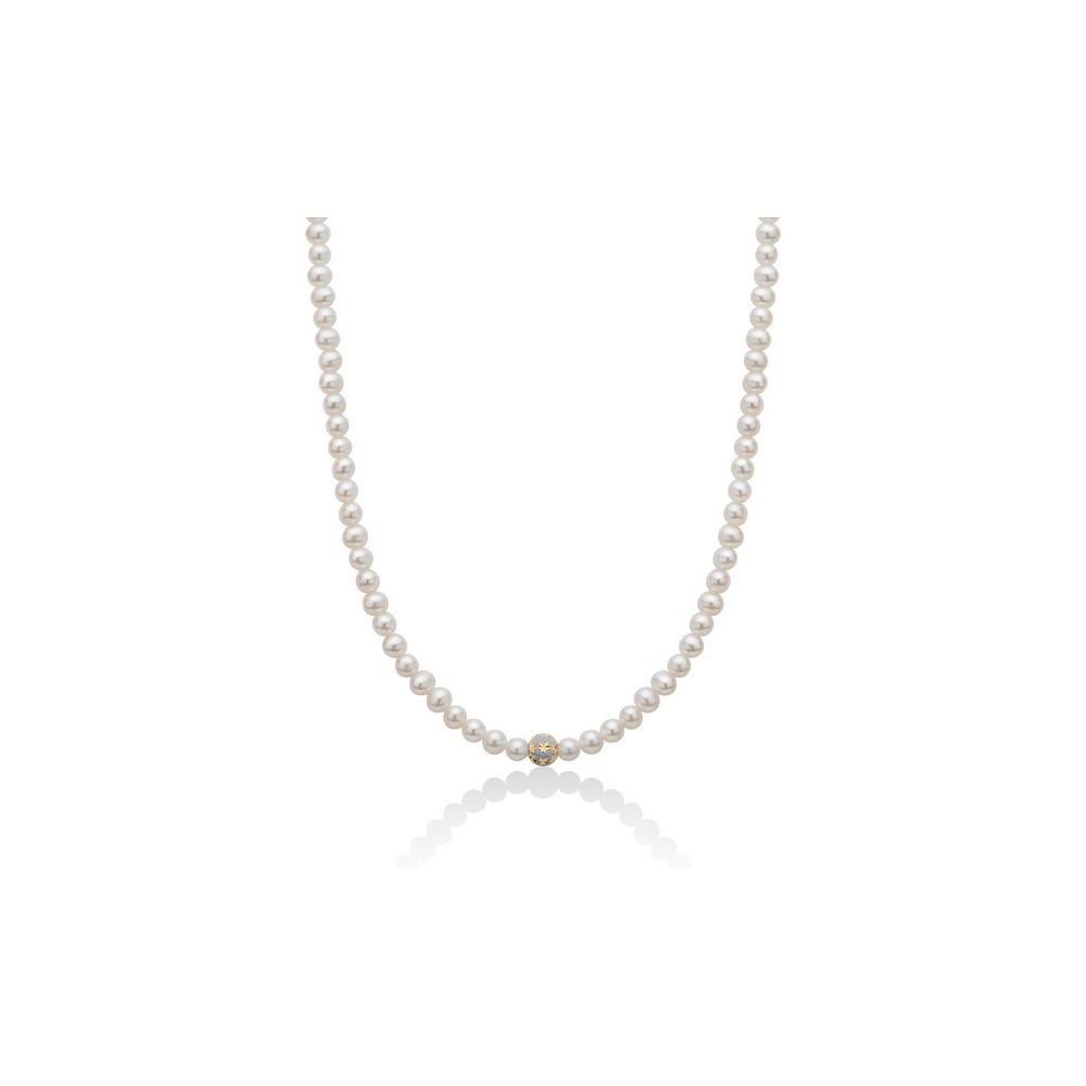 1 - Collana donna Miluna Oro 18Kt con perle bianche e boulè puntinate PCL5904V