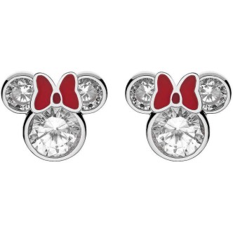 1 - Lobe earrings Disney Mickey Mouse Minnie red bow Silver 925 zircons E902851RZWL