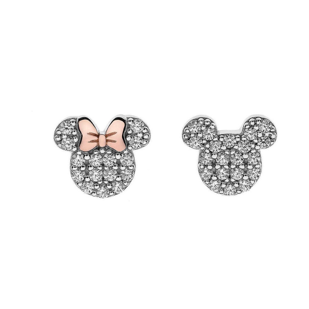 1 - Stud earrings Disney Mickey Mouse Minnie and Mickey Mouse Silver 925 white zircons E905016UZWL