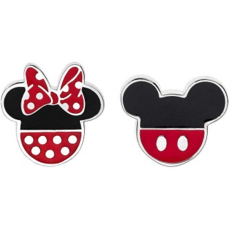 1 - Orecchini a lobo bimba Disney Mickey Mouse Minnie e Topolino Argento 925 e smalto colorato E902111SL