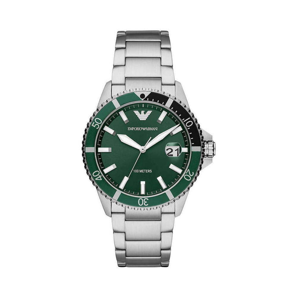 1 - Emporio Armani green man time only watch AR11338 steel