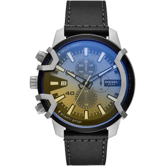 1 - Diesel men's chronograph watch Griffed yellow blue DZ4584 leather strap